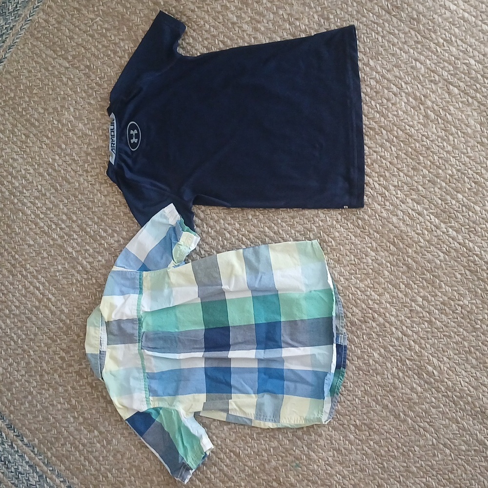 Carter's & Under Armor Boys Size 5T/YXS Plaid & Blue Shirts - Picture 4 of 8